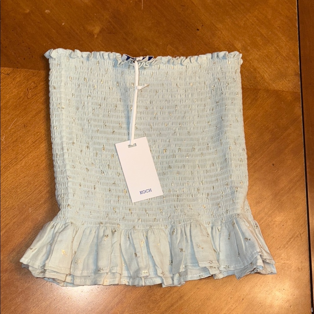NWT Koch Blue Ruffled Skirt Sz SMALL